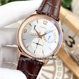 High Quality Master Control Q1482401 Automatic Men's Watch Power Reserve Rose Gold Case 43mm Date Gents Sport Watches Brown Leather Strap