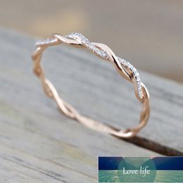 Thin String Twist Ring Rose Gold Color Mini Finger Ring Micro Crystal Full Pave Setting Nobility Cute Jewelry Factory price expert design Quality Latest Style