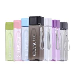 Outdoor Portable Water Mug 17oz 500ml Sport Water Bottle Fashion Square Transparent Tumbler Large Capacity Water Bottles Plastic Cup FY4134 C0215