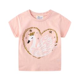 Jumping Metres 100% Cotton Girls T shirts for Summer Kids Clothing Animals Children's Tees School Tops 210529