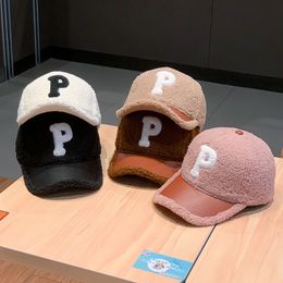 Women's Winter Warm Baseball Caps Letter P Embroidery Fashion Female Keep Warm Visor Hats