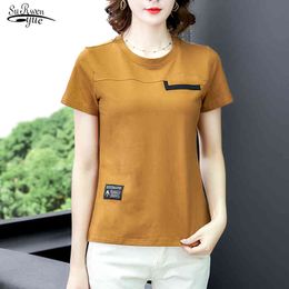 Ladies Tops Summer Women Tshirt Short Sleeve O-neck Plus Size Tees Solid 4XL T-shirt Clothes Female Blusas 8589 50 210508
