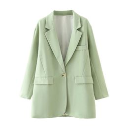 BLSQR Single Button Women Blazer Coat Autumn Casual Office Ladies Outwear Streetwear Female Pocket Jacket 210430