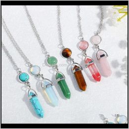 Natural Gemstone Pendants Necklace Opal Rose Quartz Healing Crystals Jewellery For Women Girls 157Qa Pendant Necklaces Abqyk