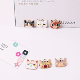 10pcs 21*25mm Cute Big Cat Head Enamel Charms Handmade Gold Tone Metal DIY Necklace Bracelet Pendants Jewelry Making