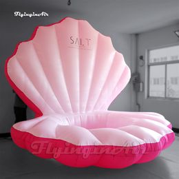 Personalised Lighting Inflatable Mussel Shell 3m Height Sea Animal Pink Blow Up Led Clam Balloon With Dancer Hidden Inside For Wedding And Party Decoration