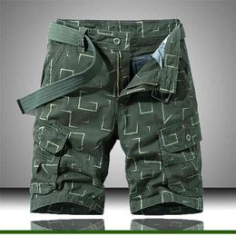 Mens Casual Shorts Summer Bermudas Male Print Short Trousers Business Style Work 210713