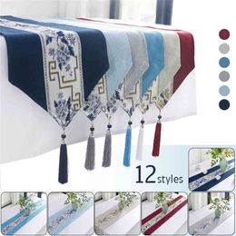 Luxury Table Runner With Tassel For Dining Wedding Party Banquet Cake Floral cloth Decoration 210709