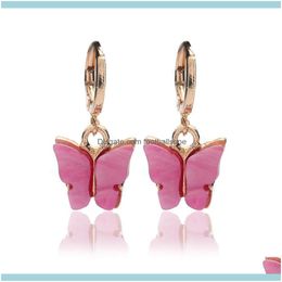 Charm Jewellery Fashion Colour Acrylic Butterfly Korean Eardrop Small Fresh Sweet Colourful Earrings Drop Delivery 2021 5Iouz