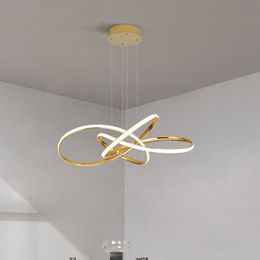 Nordic post-modern minimalist chandelier lamps luxury golden restaurant line lamp creative design art bedroom super bright led lighting