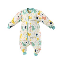 Happy Flute Baby 100% Cotton Sleeping Bag Long Sleeve Winter Cartoon Split Leg Summer Muslin Style Baby Cloth Fit 0~6 Year Baby 211025