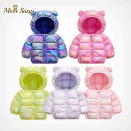 Baby Girls Boys Hoodie Cotton Lined Winter Baby Waggle Child Down Jacket Light Cotton Jacket Baby Clothes Rut 0-3Y J220718