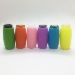 Colorful Silicone Protect Skin Thick Glass Pipes Filter Dry Herb Tobacco Cigarette Smoking Holder Portable One Hitter Catcher Taster High Quality DHL Free