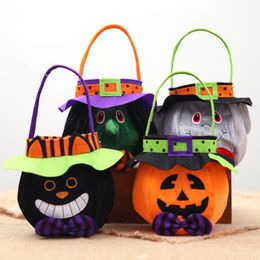 pumpkin gifts Canada - Party Decoration Creative Halloween Cookie Candy Gift Bag Prop Treat Or Trick Kids Pumpkin Doll Jar Box Storage Pouch Buckets Home Supplies