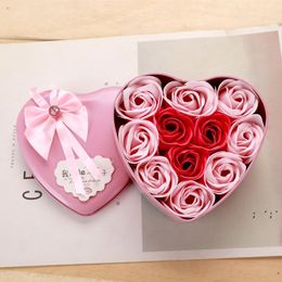 NEWHeart Shape Box Rose Soap Flower Mother's Day Handmade Soap Flowers Romantic Valentines Day Birthday Wedding Party Gifts Flower RRE1