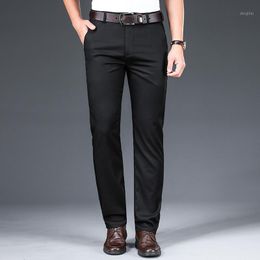 Men's Pants Spring And Summer Casual Pants, Non-iron Bamboo Fibre Thin Business Straight Loose Elastic Trousers.