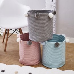 Storage Baskets 4 Colors Laundry Basket Organizer Woven Cotton Rope Toys Tall Hamper Home Round