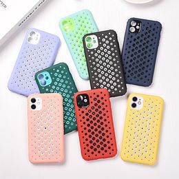 TPU Phone Cases for iphone 12 Pro Max Candy Colour Mesh Heat Dissipation Cover Compatible with Apple Mobile 11 XS XR X 7 8 Plus