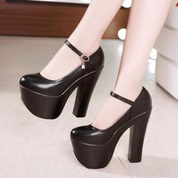 Cheongsam Model Catwalk High Heels Women's Platform Waterproof Thick With Round Head Nightclub Hate Sky 15cm Dress Shoes