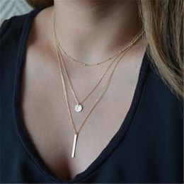 Multi Layer Minimalist Thin Chains Necklace For Women Vintage Boho Clavicle Fashion Choker Female Collar Trendy Jewelry