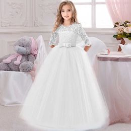 Long Casual Summer Dress Teens Girls Costume Lace Children Clothing Princess Party Flower Kids Clothes Wedding 10 12 Vestidos Q0716