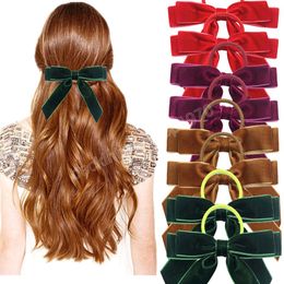 5 Inches Comfortable Soft Handmade Bowknot Kids Elastic Hairband Solid Color Ribbon Bows Baby Hair Rope DIY Headwear Photo Props