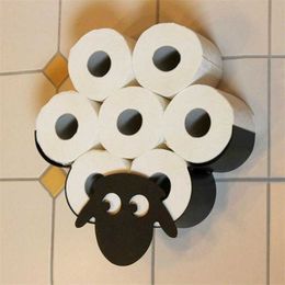 Toilet Paper Holders Wall Mount Sheep Style Holder WC Tissue Storage Racks Punch Free Multipurpose Bathroom Accessories 211102