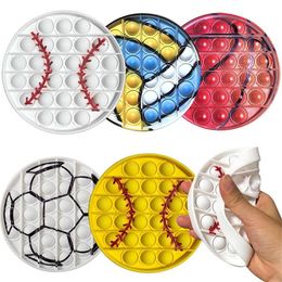 Wholesale Sports Baseball Push Silicon Toy Cell Phone Straps Sensory Bubbles Simple Dimples Fidget Games Board Children Focus Toys Adults Decompression