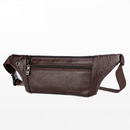 Outdoor Bags Waterproof Men PU Leather Waist Bag Large Capacity Multi Layer Cycling Climbing Travel Camping With Earphone Hole