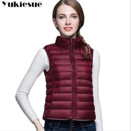 Womens down jackets winter warm sleeveless 90% white duck down solid doudoune femme female Waistcoat Women Coats vest 210519