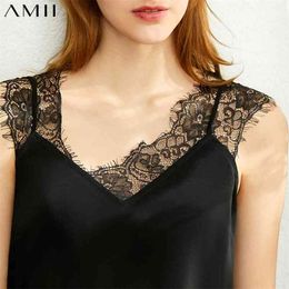 Minimalism Summer Women's Dress Fashion Lace Patchwork Solid Vneck Slim Fit Knee-length Sexy For Women 11970139 210527