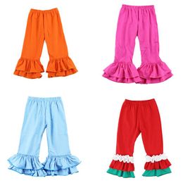 Girls Solid Ruffle Pants 17 Colour Toddler Baby Trousers Kids Designer Clothes Girls Autumn Cotton Splice Pants Teen Casual Custom