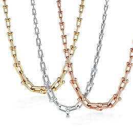 New Fashion Memnon Jewellery Sterling Sier Chain Necklaces For Women U Shaped Graduated Link Necklace With Rose Gold Colour Wholesale Necklace Gold