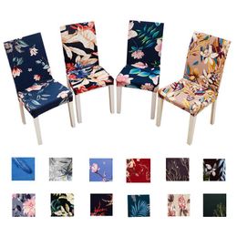 Chair Covers Floral Cover Spandex Dining Slipcover Modern Removable Anti-dirty Kitchen Seat Case Stretch For Banquet