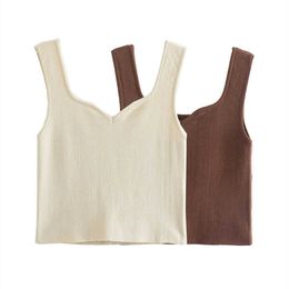 Casual Women V Neck Solid Color Sling Vest Summer Fashion Ladies High Street Cool Female Knitted Cropped Tank Top 210527