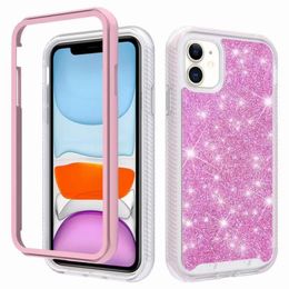 3 In 1 Phone Cases With Screen Protector Glitter Colourful For Iphone 12 Pro Max 11Pro XS XR 6 7 8 plus Samsung S20plus S20 Ultra TPU+PC packages is oppbag