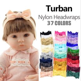 Baby Girl Headband Nylon Bowknot Hairbands Solid Elastic Toddler Turban Cute Headwrap Headdress Infant Hair Accessories 37 Colors DW5882