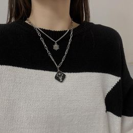 silver elk UK - Chains Christmas Woman Necklace Elk Necklaces Women High Quality Snowflake Pendant Clavicle Chain Couples Silver Color Metal Collier