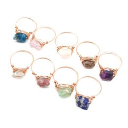 Irregular Natural Energy Crystal Stone Gold Plated Handmade Rings For Women Girl Fashion Party Club Decor Jewellery