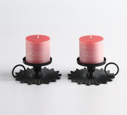 Wholesale Retro Iron Taper Candle Holder Black Candlestick Holders Candlelight Stand for Halloween Christmas Dining Room Home Decoration