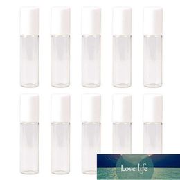 wholesale glass roller bottles UK - Packing Bottles 5PCS lot Transparent Waterproof Durable White Cap Clear Glass Roller Empty Ball Perfume Cosmetic Make Up 5ml 10ml