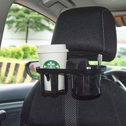 Car Headrest Drinks Holder with Dual Cup Mounts Black ABS Bottle Coffee Cup Stand Holders