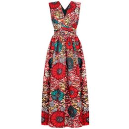 Flower Woman Dress African Dashiki Multiple Ways to Wear Robe Casual Print Women Dresses Ethnic High Waist Sexy Maxi Big Skirt 210524