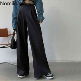 Nomikuma Black Work Wear Suit Pants Korean High Waist Long Women Trousers Autumn New Wide Leg Pants Pantalones Mujer 6C524 210427