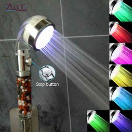 Zloog Hot Handheld Bathroom LED Shower Head High Pressure Water Saving Anion Spa Philtre Rain Shower Head H1209