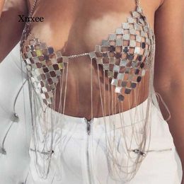 Women Sexy Metal Bra Body Chain Bralette Fashion Summer Beach Holiday Wear Nightclub Tops Female Sexy Lingerie Clothing X0726