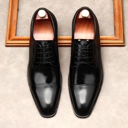 Оксфордская новая обувь для мужчин повседневные подлинные кожа