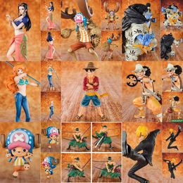 One Piece 20th Anniversary Edition Luffy Sanji Zoro Nami Chopper Robin Jinbe Brooke PVC Action Figure Collectible Model Toys C0323