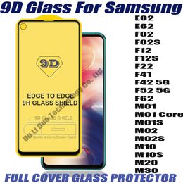 9D full cover tempered glass phone screen protector for samsung galaxy E62 F02 F02S F12 F12S F22 F41 F42 F52 F62 5G M01 CORE M01S M02S M10 M10S M20 M30