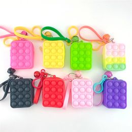 Push It Fidget Toys Coin Purse Key Chains Pendant Small Silicone Zipper Bags Finger Bubbles Sensory Decompression Toy Fashion Puzzle Cases Wallet Keychain Xmas Gift